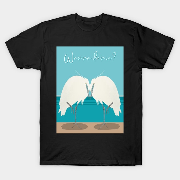 Wanna dance? Two white herons. T-Shirt by marina63